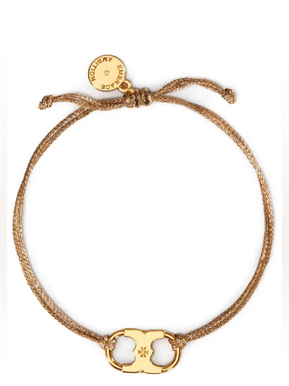 Tory Burch Embrace Ambition Corded Adjustable Slide Bracelet | 18K Gold Plated